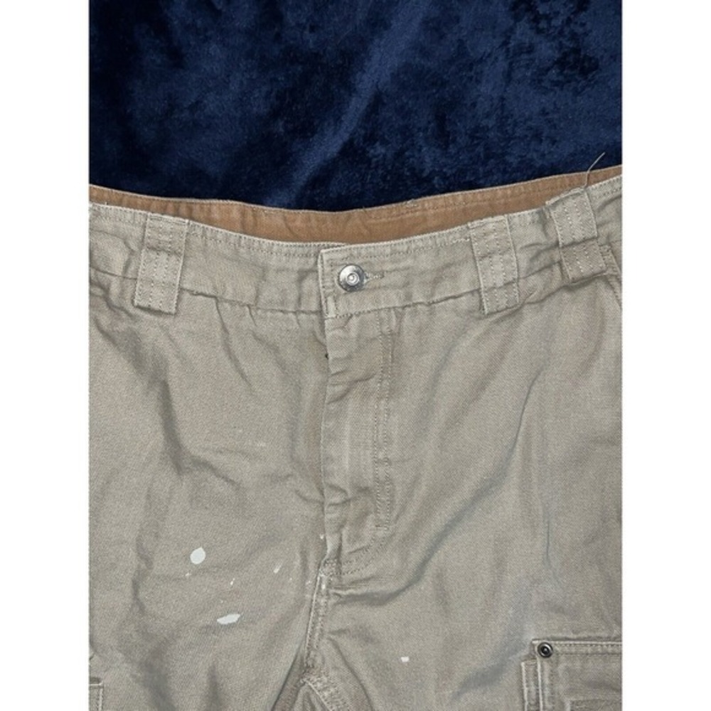 Duluth Trading Pants Mens 37x34 Beige Khaki Cargo Thick Canvas Pockets Workwear - Picture 4 of 10